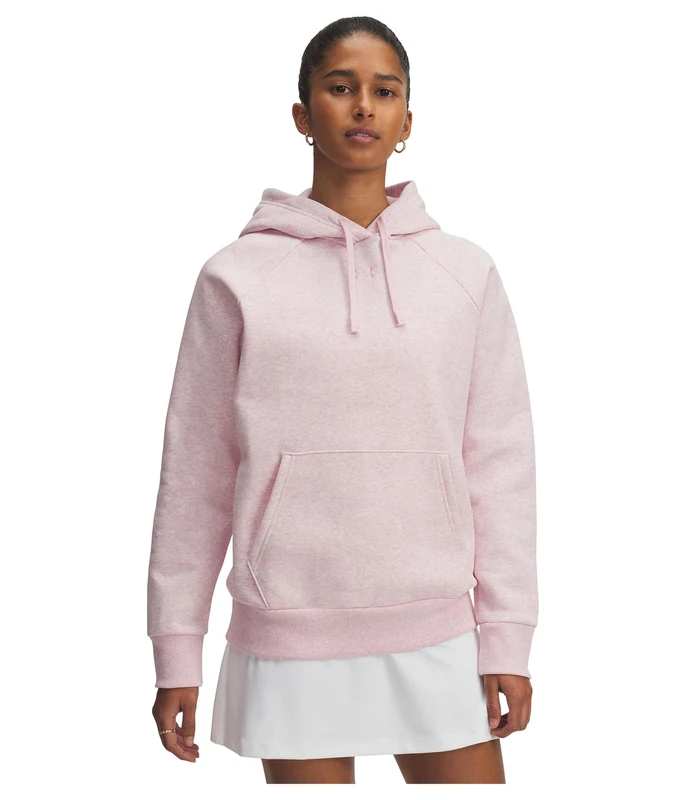 Under Armour Women's Rival Fleece Hoodie, Ultra-Soft Fleece-Lined Women's Hoodie, Lightweight and Comfortable Hooded Top for Training and Warming Up,Prime Pink Light Heather / / Prime Pink,XXL