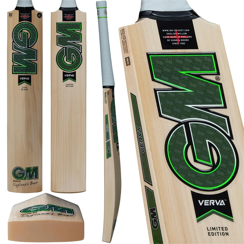 Gunn & Moore GM Cricket Bat | Verva 404 | Seasoned Bleached Grade 3 English Willow | DXM, ToeTek and NOW! | Size 6 Suitable for Players 157-163cm / 5' 2" - 5' 4"