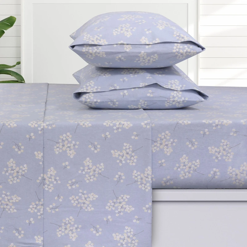Tribeca Living 100% Cotton German Flannel Sheet Set - 200 GSM, Deep Pocket, Ultra Soft & Cozy, King, Giovanna Floral - Image 1