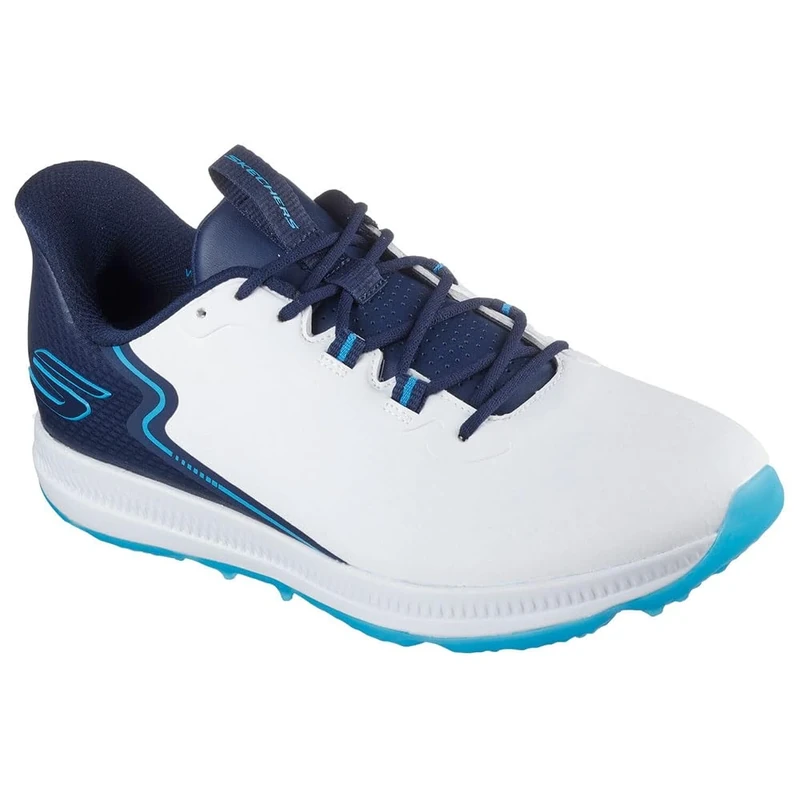 Skechers Men's Elite 6 Slip in Arch Fit Spikeless Golf Shoe Sneaker, White/Navy, 10.5
