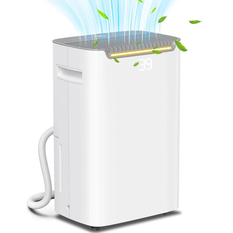 HOMCOM 20L/Day Dehumidifier with Continuous Drainage, 2.5L Water Tank, 24H Timer On/off, Digital Humidity Display, Air Filter, Dehumidifier for Home Damp, Bedroom, Condensation, Mould, Laundry Drying