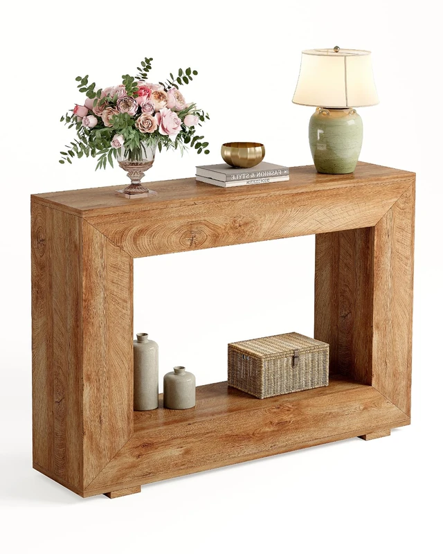 LITTLE TREE 47 Inch Console Table, Sofa Table with Storage, Modern Entryway Furniture for Hallway, Narrow Long Entryway Table for Living Room, Beige