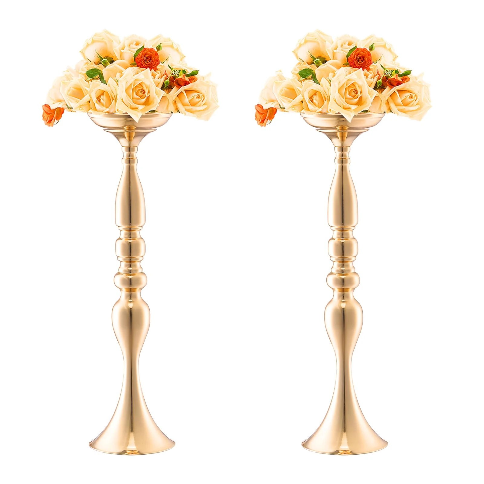 VEVOR 24PCS 50cm/19.7” Tall Wedding Flower Vase, Metal Wedding Centerpiece, Gold Floral Arrangement Stand Display Rack for Tables Wedding Dinner Party, Anniversary Ceremony Birthday Event Decor