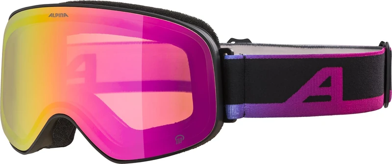 ALPINA Slope Q - Stylish Ski Goggles for Men and Women, Anti-Fog, Effective Air Circulation, Mirrored Lens, Matte Black Oil