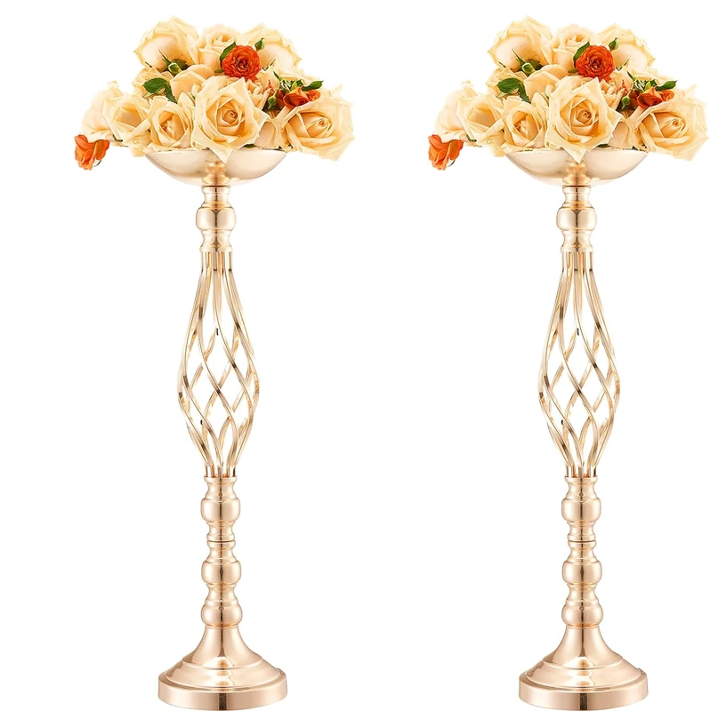 VEVOR 20PCS 58cm/22.83” Tall Wedding Flower Vase, Metal Wedding Centerpiece, Gold Floral Arrangement Stand Display Rack for Tables Wedding Dinner Party, Anniversary Ceremony Birthday Event Decor