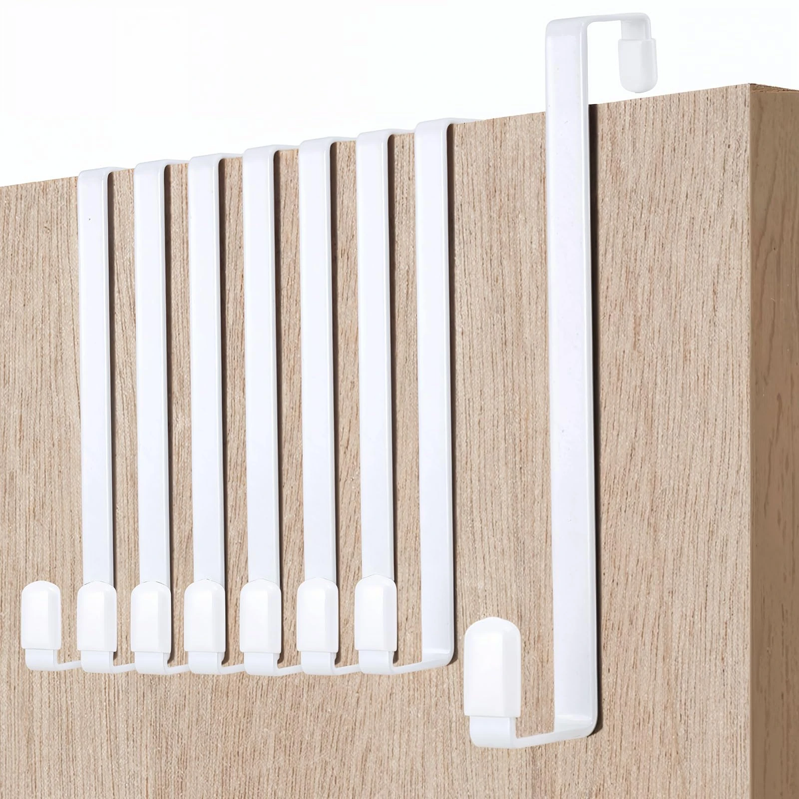 8 Pack Over Door Hook, Over The Door Hanger Heavy-Duty Coat Hooks for Bedroom, Bathroom, Kitchen, Wardrobe, Dormitory (White)