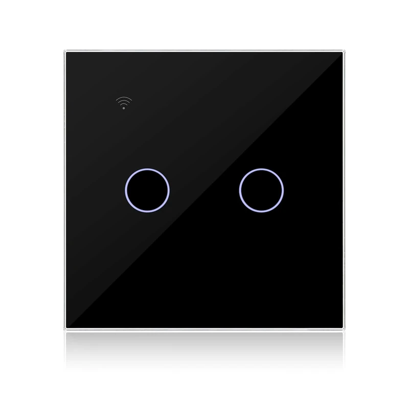 KETOTEK WiFi Touch Light Switch Black 2 Gang 1 Way Compatible with Alexa, Tuya/Smart Life APP Control, Timer Function