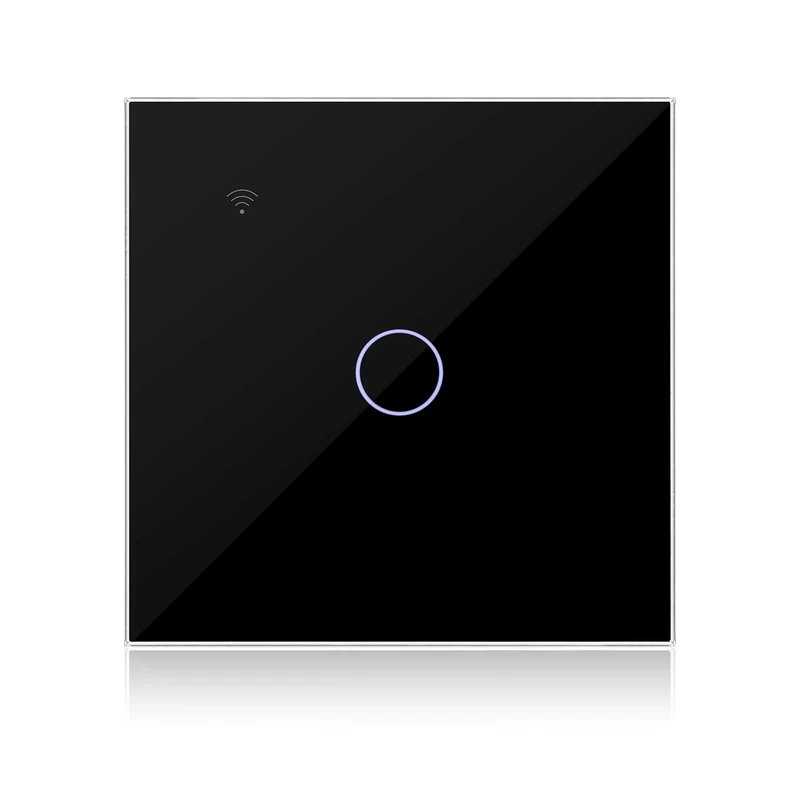 KETOTEK Smart Light Switch Black 1 Gang 1 Way Compatible with Alexa, Single Gang Touch Light Switch WiFi with Tuya/Smart Life APP Control