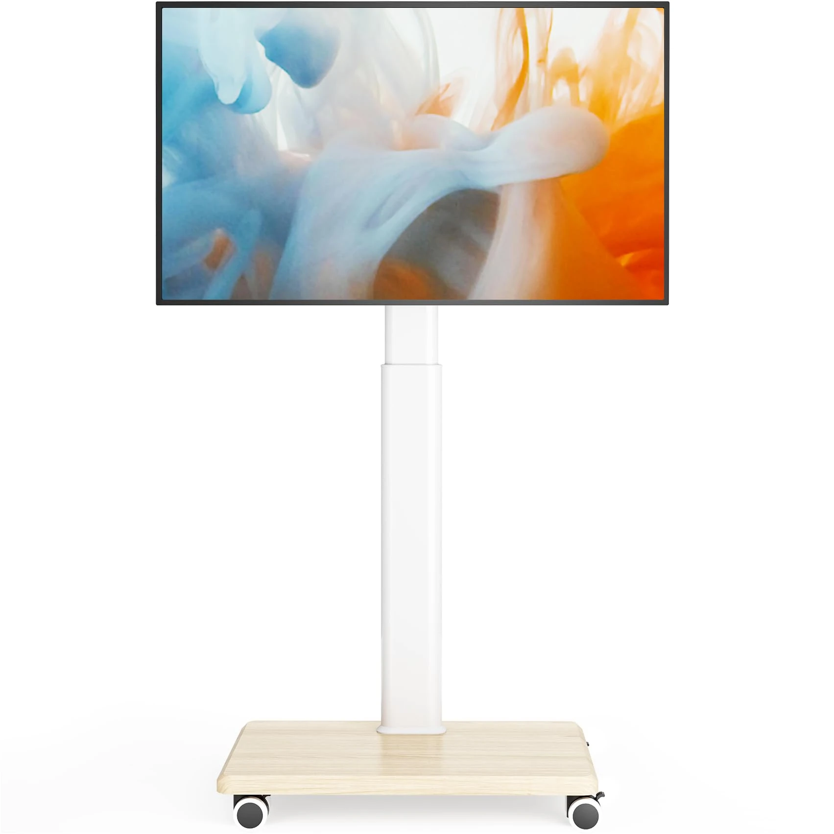 Mobile TV Stand for 27 to 65 Inch TVs, Portable Rolling TV Cart on Wheels, Tall Universal Floor Stands with Swivel Mount, Height Adjustable Sleeking Standing Mount Fit Corner, Bedroom, Outdoor.