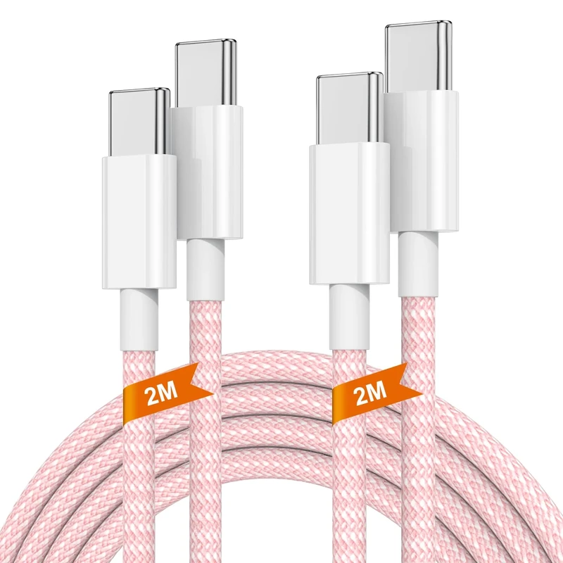 2Pack 2M iPhone 17 16 15 USB C to USB C Charger Cable, 60W Type C Fast Charging Wire Lead Long for Apple iphone 17 Pro Max/17 Air/16/16 Pro/15 Plus/15/Samsung Galaxy S24+/S23 Ultra/MacBook Pro/iPad