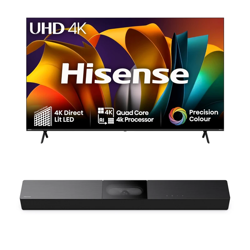 Hisense TV & Soundbar Bundle: 85A6NTUK TV with 4K Direct Lit, Quad Core 4K Processor Plus the HS2000 Soundbar with 240W Power,visulized built-in subwoofer- Perfect Match for Visual-Audio Experience