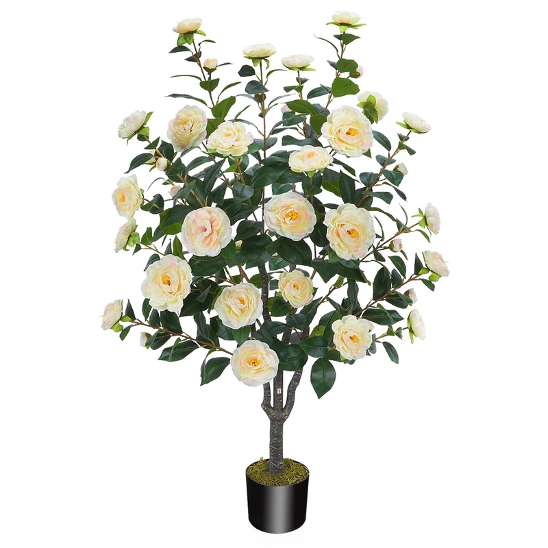 MHMJON 43.3"/3.6FT Artificial Camellia Trees for Outdoor