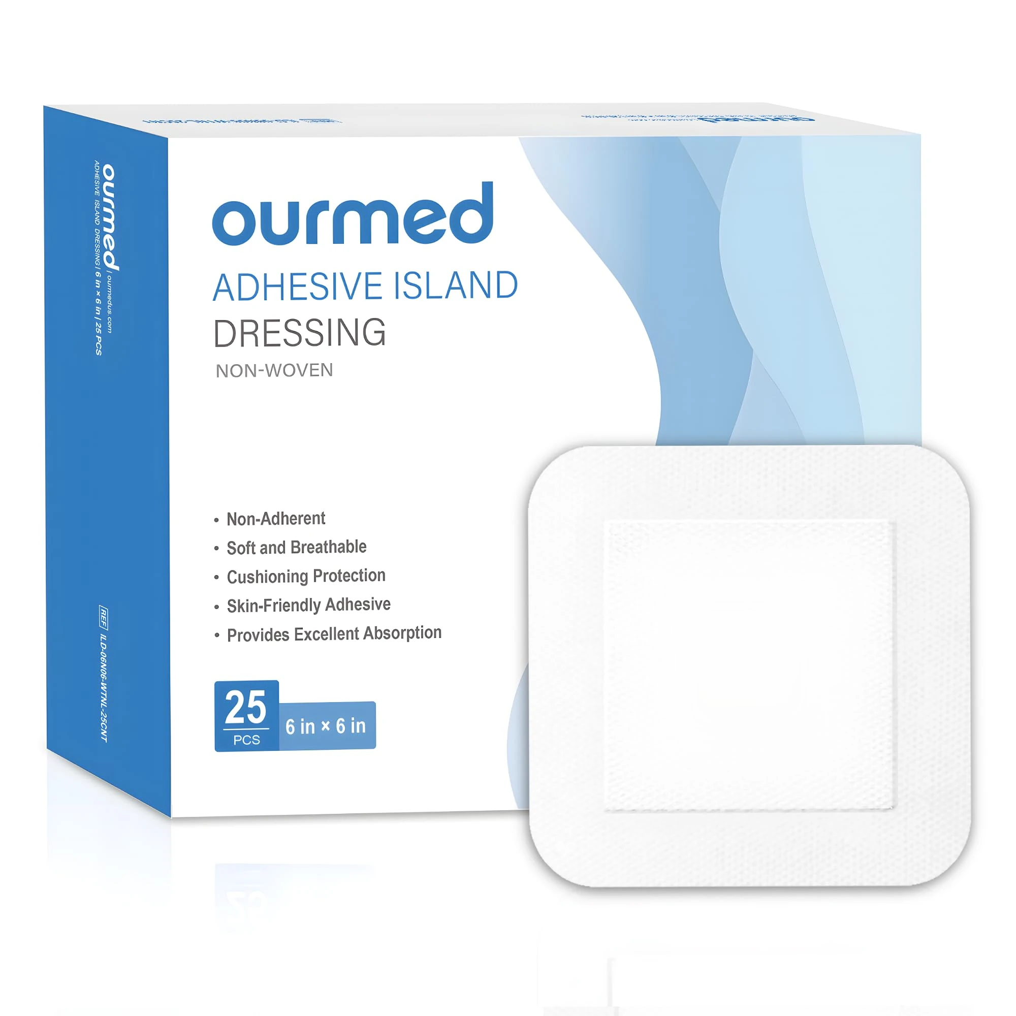 Ourmed Sterile Wound Plasters 15 x 15 cm, Self-Adhesive Sterile Wound Dressing with Strong Adhesion, Protects Against Cuts and Scratches, Painless to Remove, Individually Wrapped, Pack of 25