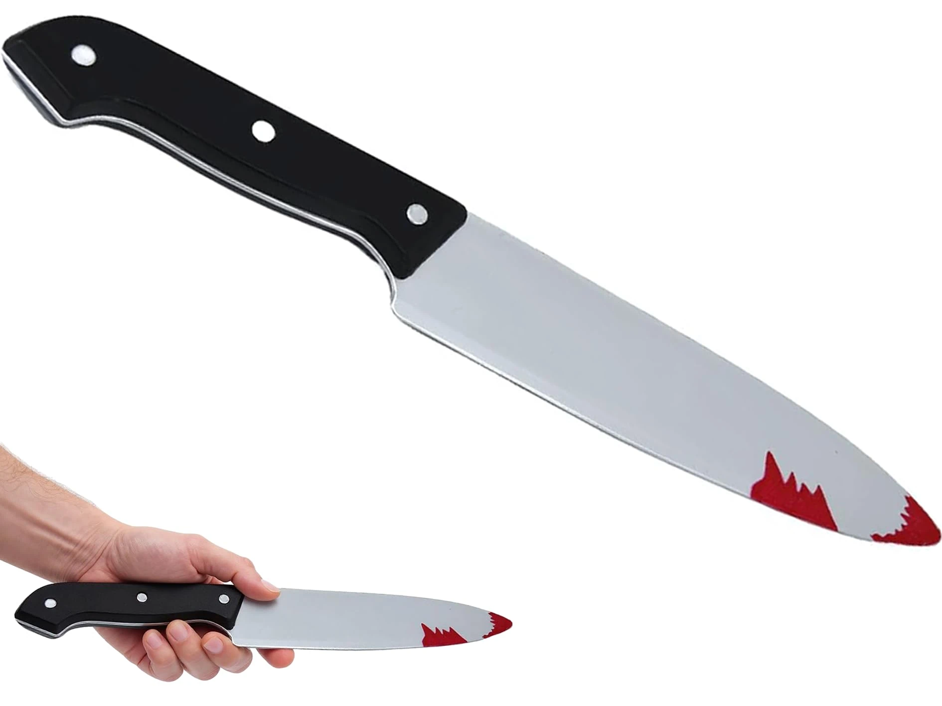 Storm&Lighthouse Halloween Large Bloodied Knife Prop Weapon 32cm Fake Knife with Blood Trick or Treat Halloween Fancy Dress Accessories for Serial Killer Costume Bloodied Knife