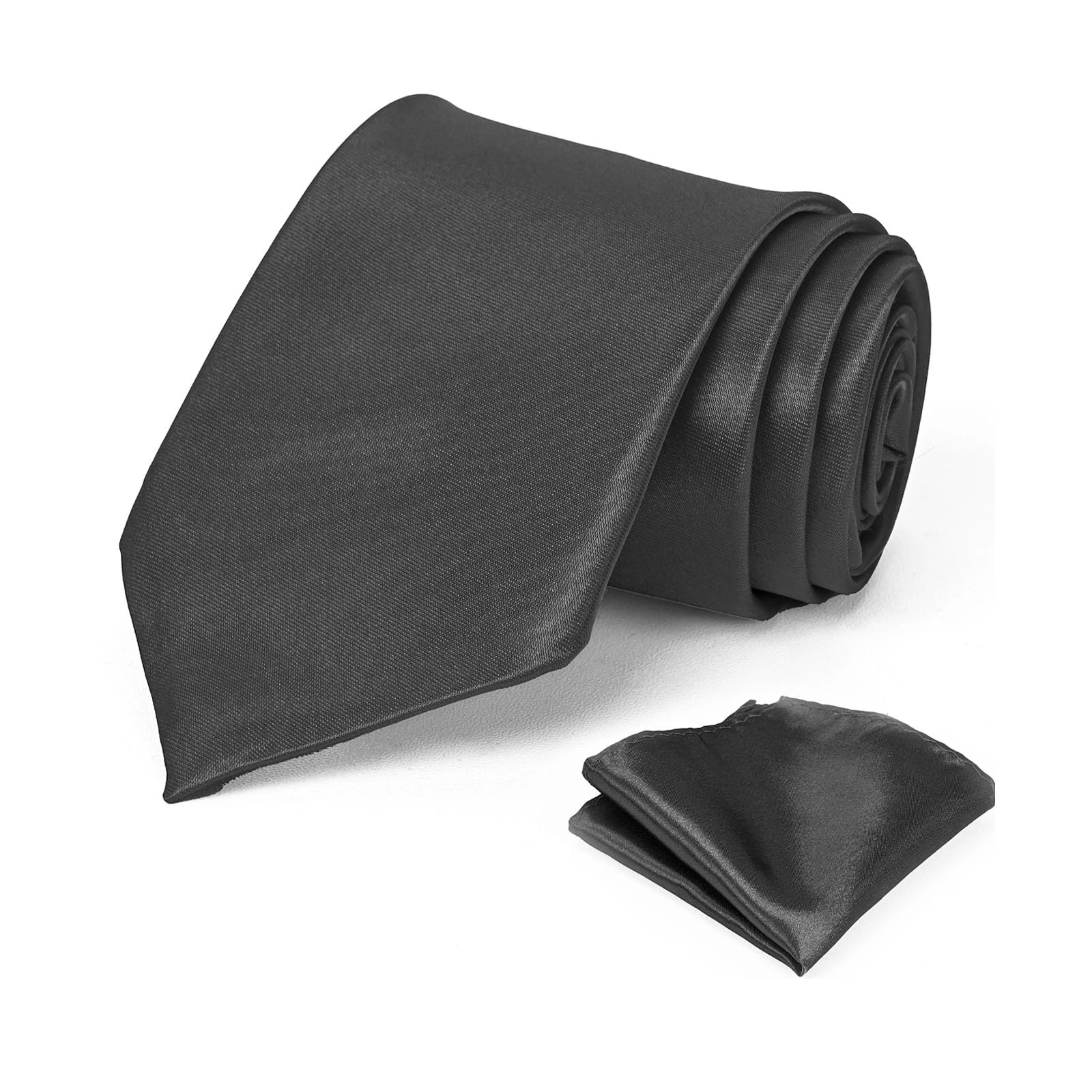 Generic Solid Color Tie, Black, Men's Necktie, Black, Width: 3.15 inches, Length: 58 inches
