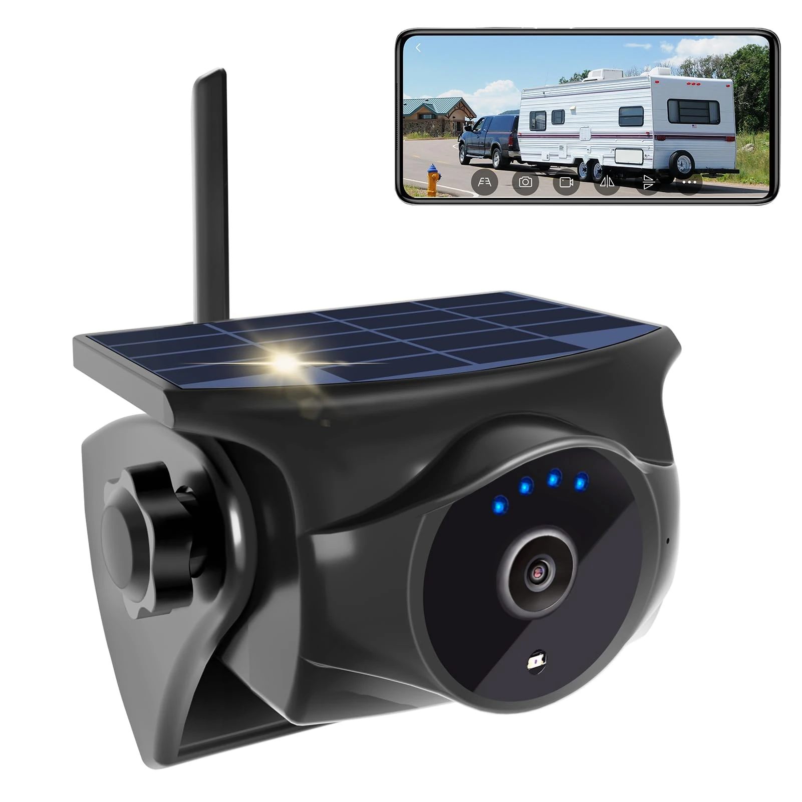 STONVUE 1080P Solar Wireless Reverse Camera - Magnetic Hitch Rear Front Camera with Night Vision, 365-Day Standby, Waterproof, Rechargeable Battery for Horse Trailer RV Truck Car for Phone Pad Android