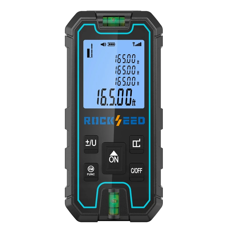 Laser Measure 50M, RockSeed Portable Accurate Laser Distance Meter, Digital Distance Measurement Tool with 2 Bubble Levels, Laser Distance Measure with m/in/ft/ft+in Conversion