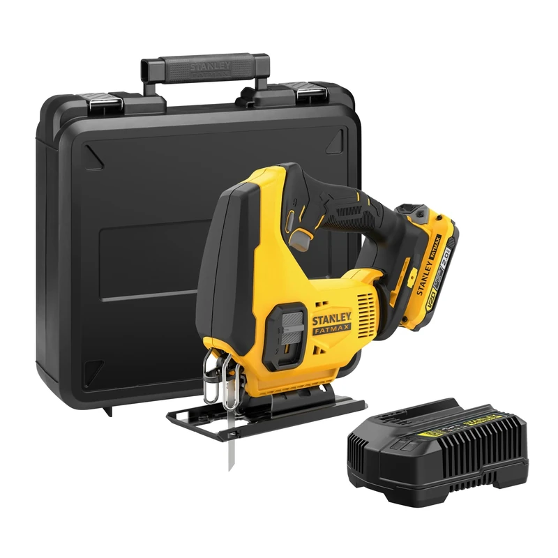 STANLEY FATMAX V20 Cordless Jigsaw, Includes 2Ah Battery, 2A Charger and Kit Box, 18V, SFMCS600D1K-GB