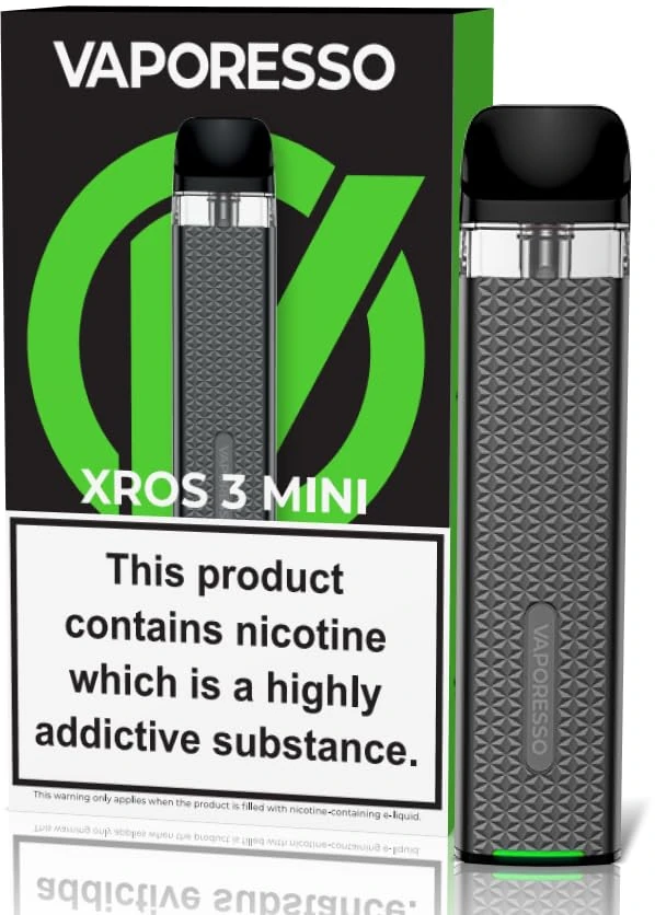VAPORESSO XROS 3 MINI Vaping Kit, Rechargable, Refillable, Integrated 1000mAh Battery, MTL, Compact, Stylish, 2mL, E Cigarettes, E Cig, Starter Kit, Vaporesso Vaping, No Nicotine (Space Grey)