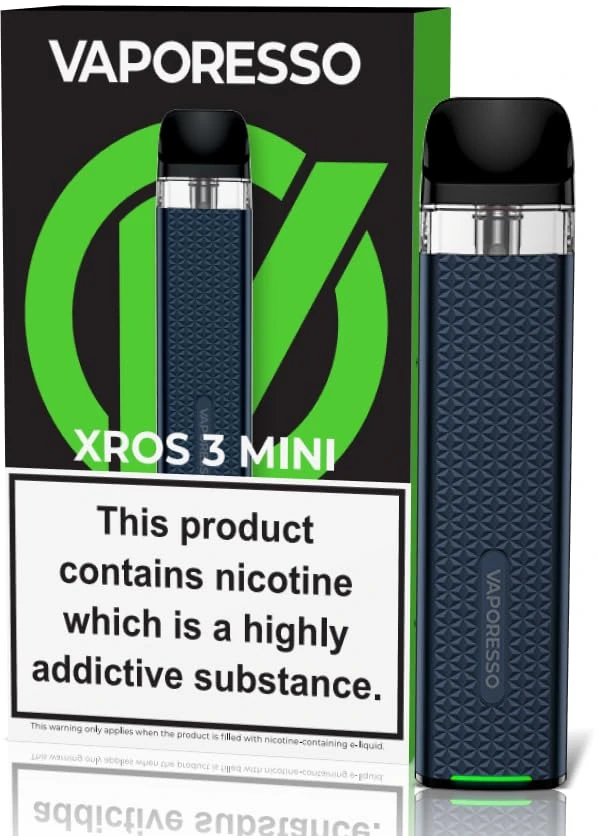 VAPORESSO XROS 3 MINI Vaping Kit, Rechargable, Refillable, Integrated 1000mAh Battery, MTL, Compact, Powerful, Stylish, 2mL, E Cigarettes, E Cig, Vaporesso Vaping, No Nicotine (Navy Blue)