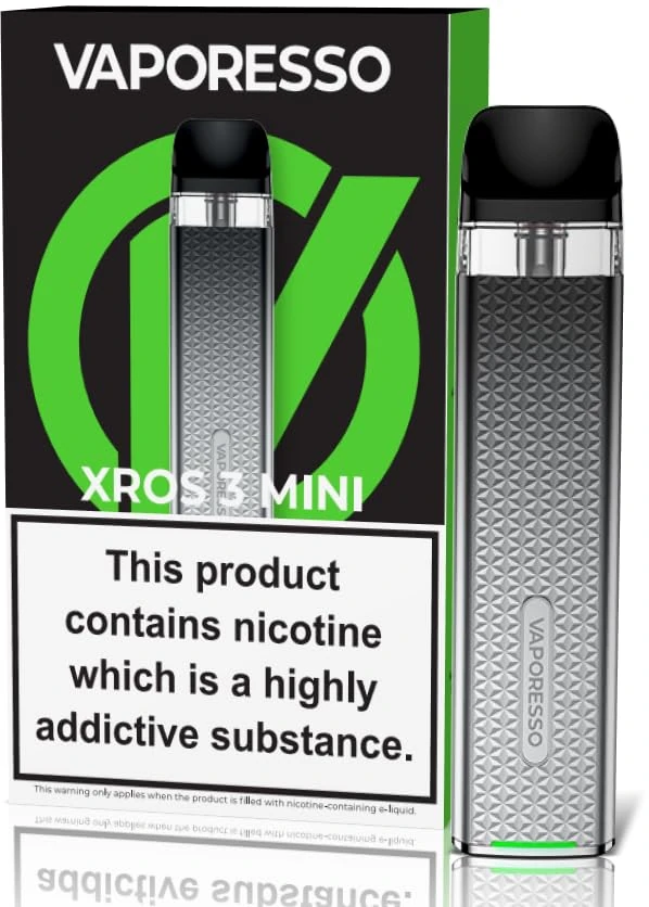 VAPORESSO XROS 3 MINI Vaping Kit, Rechargable, Refillable, Integrated 1000mAh Battery, MTL, Compact, Powerful, Stylish, 2mL, E Cigarettes, E Cig, Vaporesso Vaping, No Nicotine (Icy Silver)