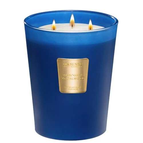 M&SENSE Mahogany Sandalwood Scented Candles for Home, 35oz Extra Large Jar 3 Wick Natural Soy Candles, 150 Hours Long Lasting Candles Clean Burning, Luxury Aromatherapy Candle Gifts for Women Men