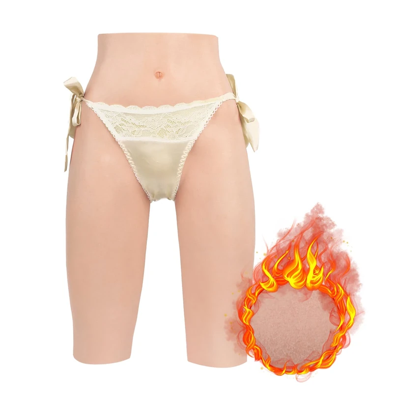 Minaky Silicone Pants with Catheter Hiding Gaff Panty Silicone Hip Lift Butt Enhancer for Crossdresser Drag Queens, New Flocking Warmth Version, Asian Yellow