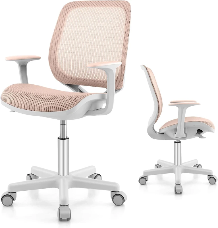 FANTASK 360 Degree Swivel Office Chair for Children Office Chair Seat Height Adjustable Height 43-55cm Pink