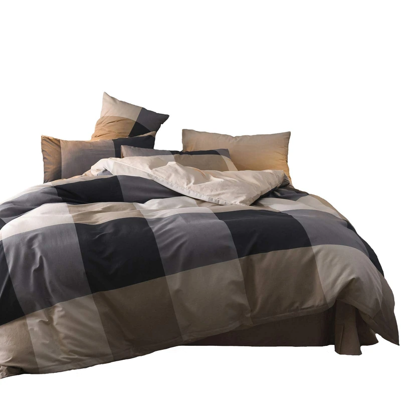 TISPLR Queen Comforter Set Plaid 3 Pieces Soft Bedding Comforter Vintage Style Checkered Gingham Queen Comforter Set for All Seasons 1 Comforter and 2 Pillowcases