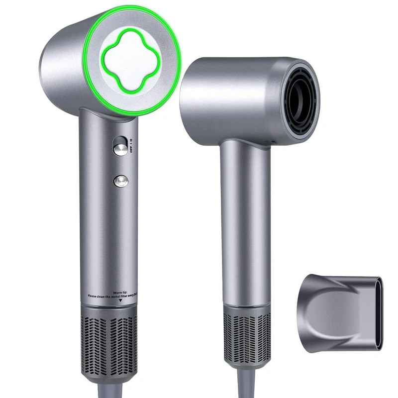 ZCYLPT Hair Dryer, 200 Million Negative Ionic Hairdryer,1600W Fast-Drying Blow Dryer,110,000 RPM Brushless High-Speed Motor,57dB Low Noise Travel Hairdryers for Women Men Pet Silvery