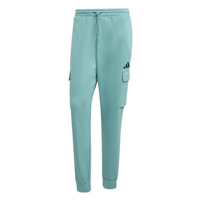 adidas Men's Essentials FEELCOZY Fleece Cargo Pant, Powder Teal/Black, XL