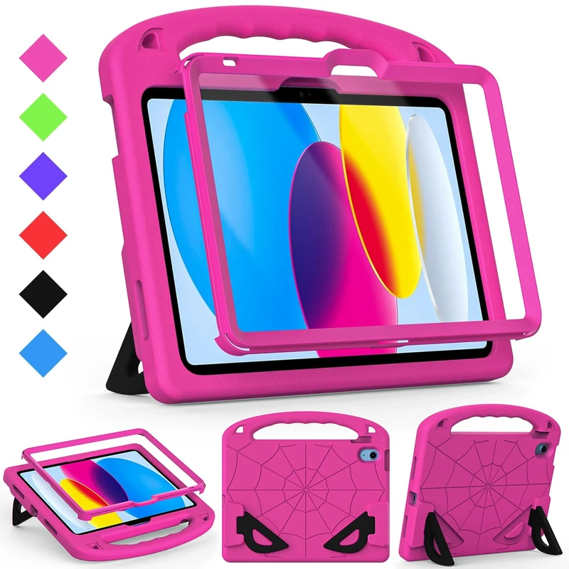 GOZOPO Kids Case for iPad A16 11th Generation 11" 2025 / iPad 10th Generation 10.9 Inch 2022, with Built-in Screen Protector and Kickstand, Shockproof Cover for i Pad 11/10 Gen, Rose