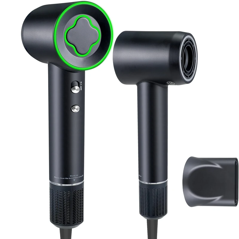 ZCYLPT Hair Dryer, 200 Million Negative Ionic Hairdryer,1600W Fast-Drying Blow Dryer,110,000 RPM Brushless High-Speed Motor,57dB Low Noise Travel Hairdryers for Women Men Pet Black