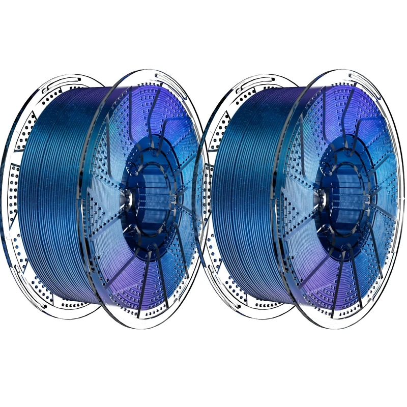 Chitu Systems Conjure Silk PLA 3D Printer Filament, 1.75mm Tri-Color Filament, Silk Black Blue Purple 3D Printing Filament Bundle 2x1KG/4.4lb