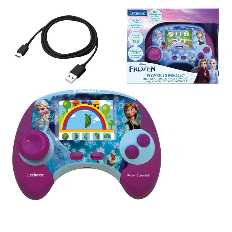 Lexibook, Frozen, Power Console®, Educational bilingual game console with 100 activities, ENGLISH/CZECH, JCG100FZi12