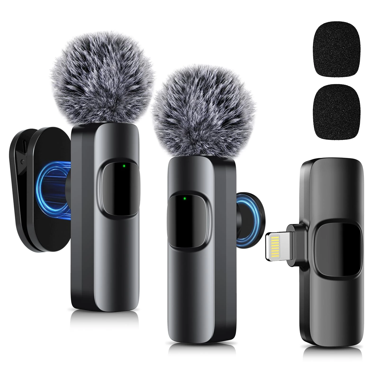 SOOOEC Upgraded Wireless Lavalier Microphones for iPhone and iPad - Mini Microphones for Video Recording, Live Streaming, Interviews, YouTube, TikTok, Vlogging, and ASMR (for iPhone 14 and Below)