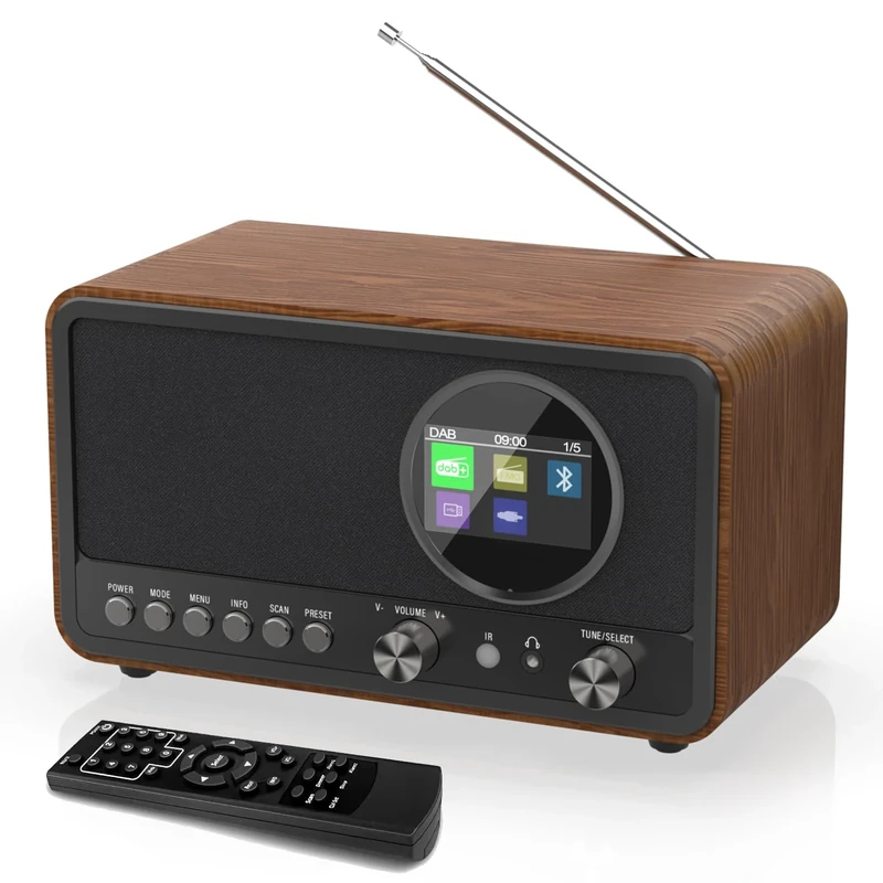 Monodeal DAB Radio with Bluetooth (DAB+, DAB Plus, Digital Radio, FM Radio, HiFi Speaker 5W, TFT Display), Kitchen radio with 60 Presets, Sleep Timer Snooze