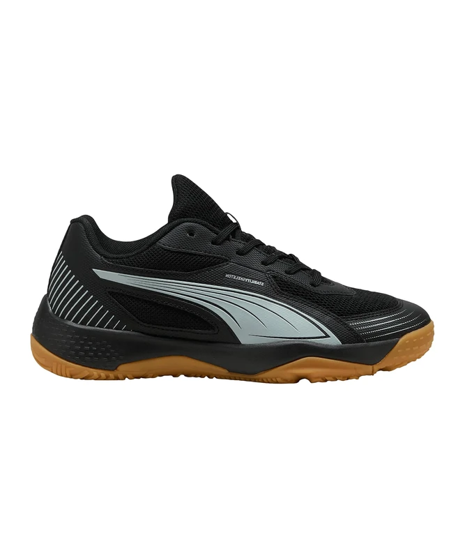 PUMA SOLARFLASH III JR Indoor Court Shoe, Black-Cool Light Gray, 10 UK