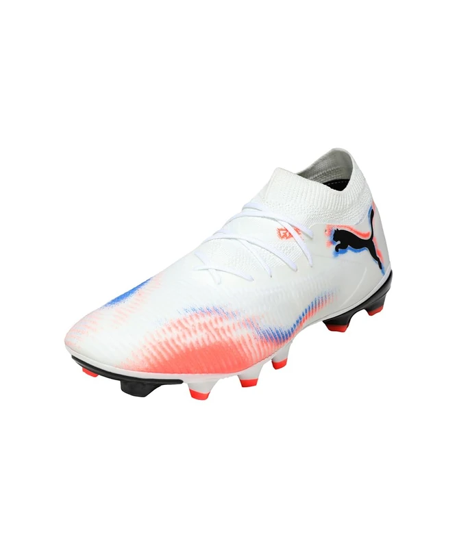 PUMA Unisex Future 8 Match Firm Ground/Artifical Ground Football Boots, PUMA White-PUMA Black-Glowing Red, 8.5 UK
