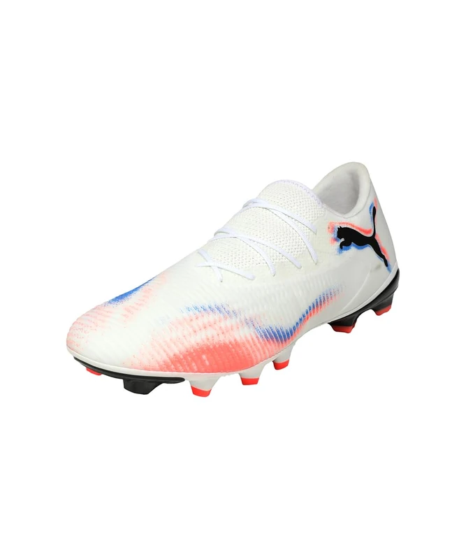 PUMA Unisex Future 8 Match Low Firm Ground/Artifical Ground Football Boots, PUMA White-PUMA Black-Glowing Red, 7 UK