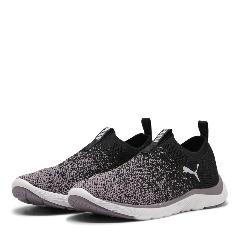 PUMA Women's Softride Remi Slip-on Knit Running Shoes, PUMA Black-Plum Jam, 8 UK
