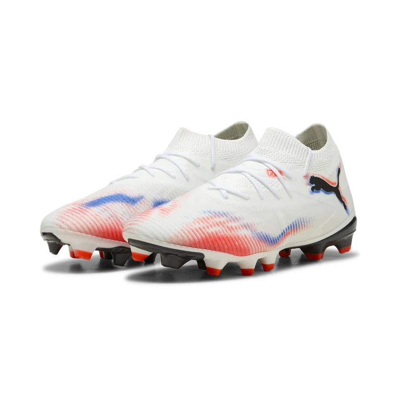 Puma Women's Future 8 Match Firm Ground/Artifical Ground Football Boots, Puma White-Puma Black-Glowing Red, 8.5 UK