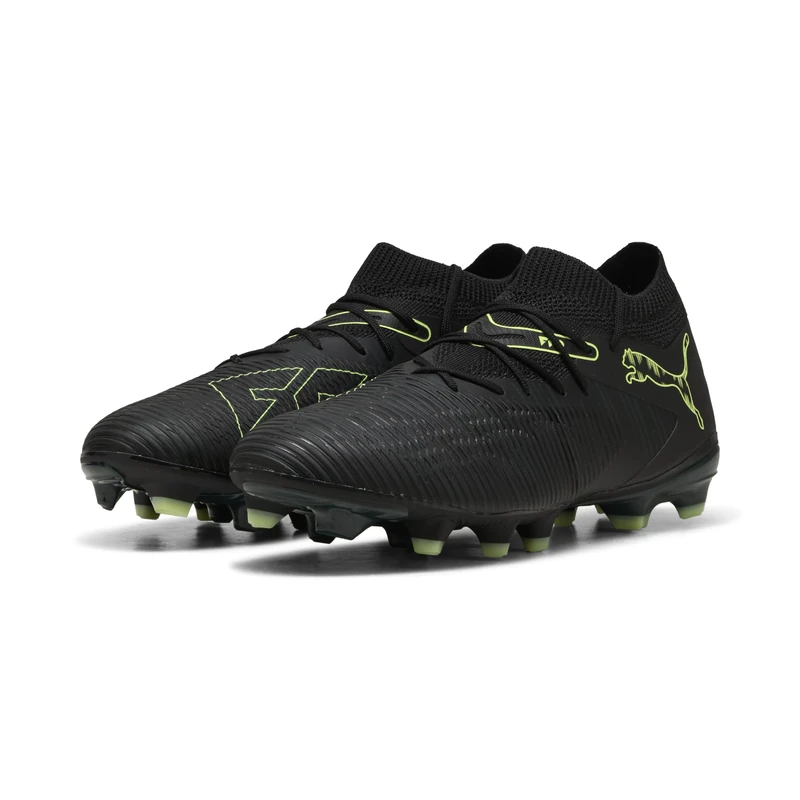 PUMA Unisex Future 8 Match Firm Ground/Artifical Ground Football Boots, PUMA Black-Fizzy Light-Green Terrain, 4 UK