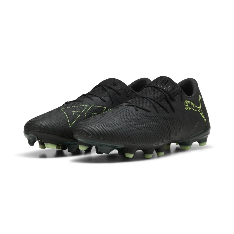 PUMA Unisex Future 8 Match Low Firm Ground/Artifical Ground Football Boots, PUMA Black-Fizzy Light-Green Terrain, 8.5 UK