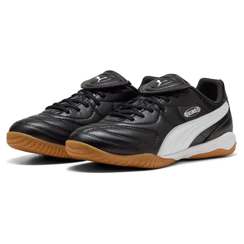 PUMA Unisex King LIGA IT Soccer Shoe, Black White Silver, 8 UK
