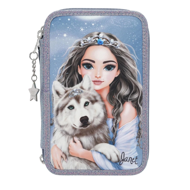 Depesche TOPModel Wolf-Filled 3-Compartment Pencil Case - Blue