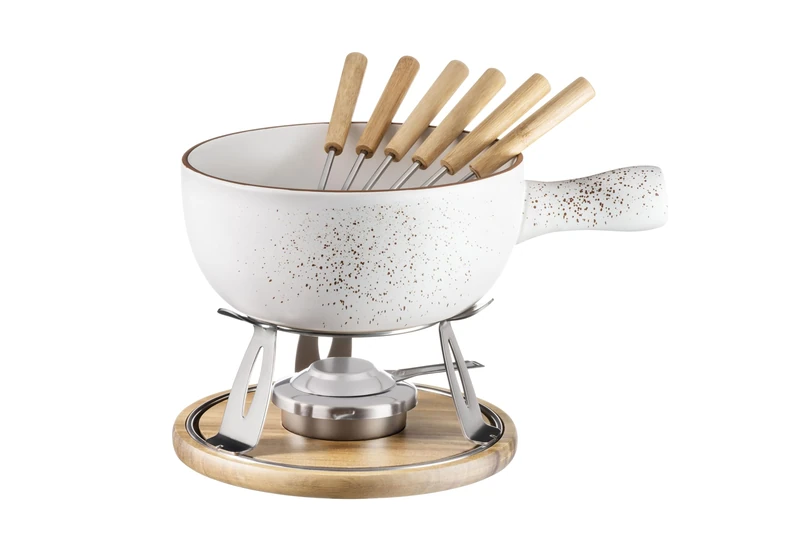 MÄSER, Pintar Series, Cheese Fondue for 6 People, Vintage Style Cheese Fondue Set, Stoneware, Brown - Image 1