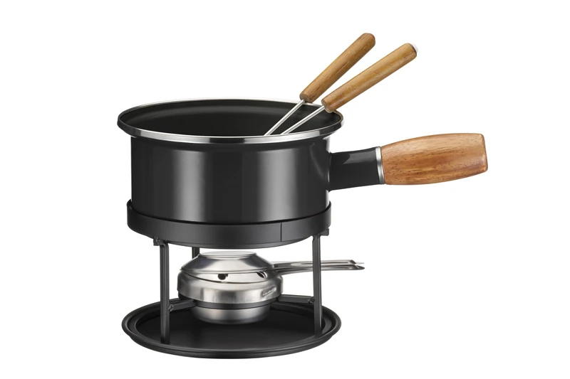 MÄSER 935481 Cheese Black Enamel for 2, Fondue Set for Two People, Stainless Steel