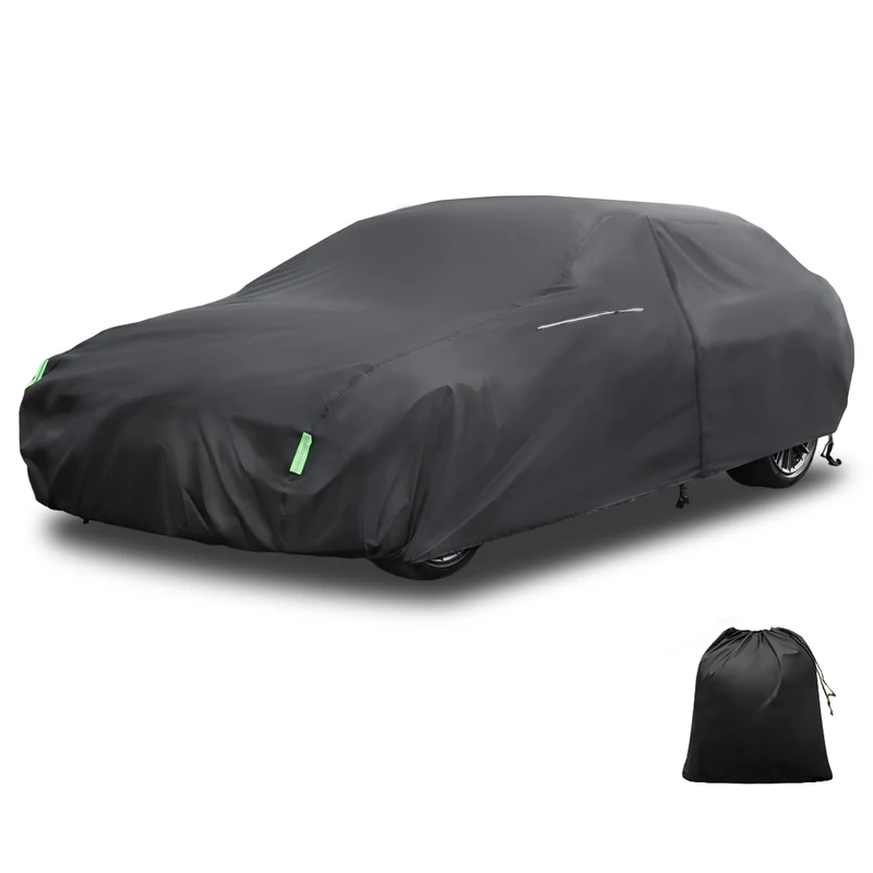 X AUTOHAUX Waterproof Sedan Car Cover for 187-198 Inch Sedans - All-Weather Protection, Anti-UV, Windproof, Left Side Zipper & Mirror Pockets Heavy Duty Outdoor Vehicle Cover