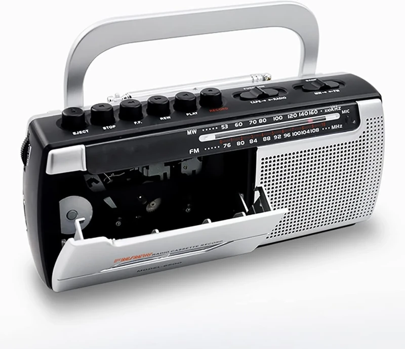 HDCCDM Tape Recorder, Portable Cassette Player, Built-in Speaker Microphone, for Music, Language Learning, Teacher Lessons, Gift for Students and Elderly People